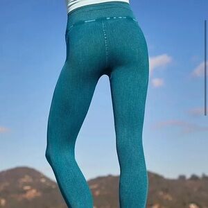 Free People Ribbed Teal Women’s High-Waist Leggibgs
